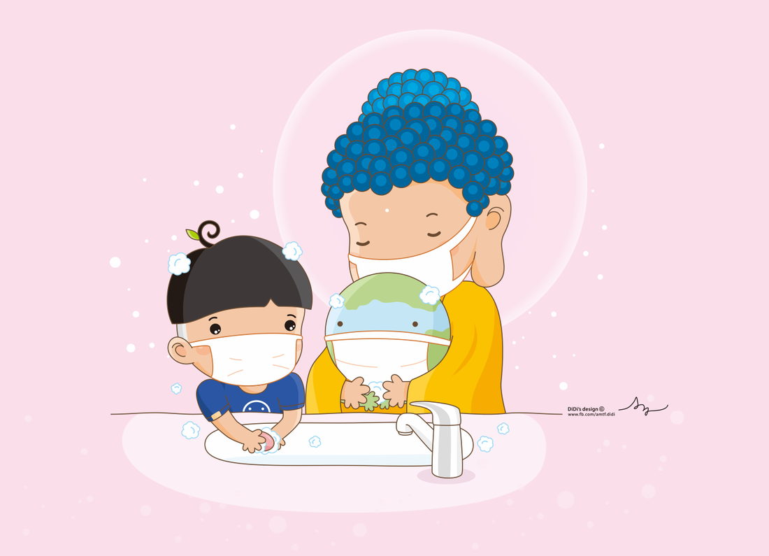 Buddha coronavirus covid pandemic mask clean